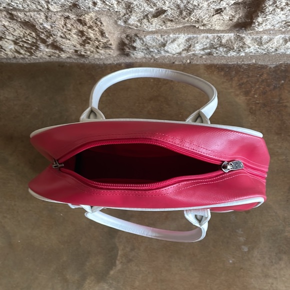 EUC North Face 2-zip / 2-handle Bowling-style Red/White Tote, body 12”w-4”d-14”h - Picture 2 of 8